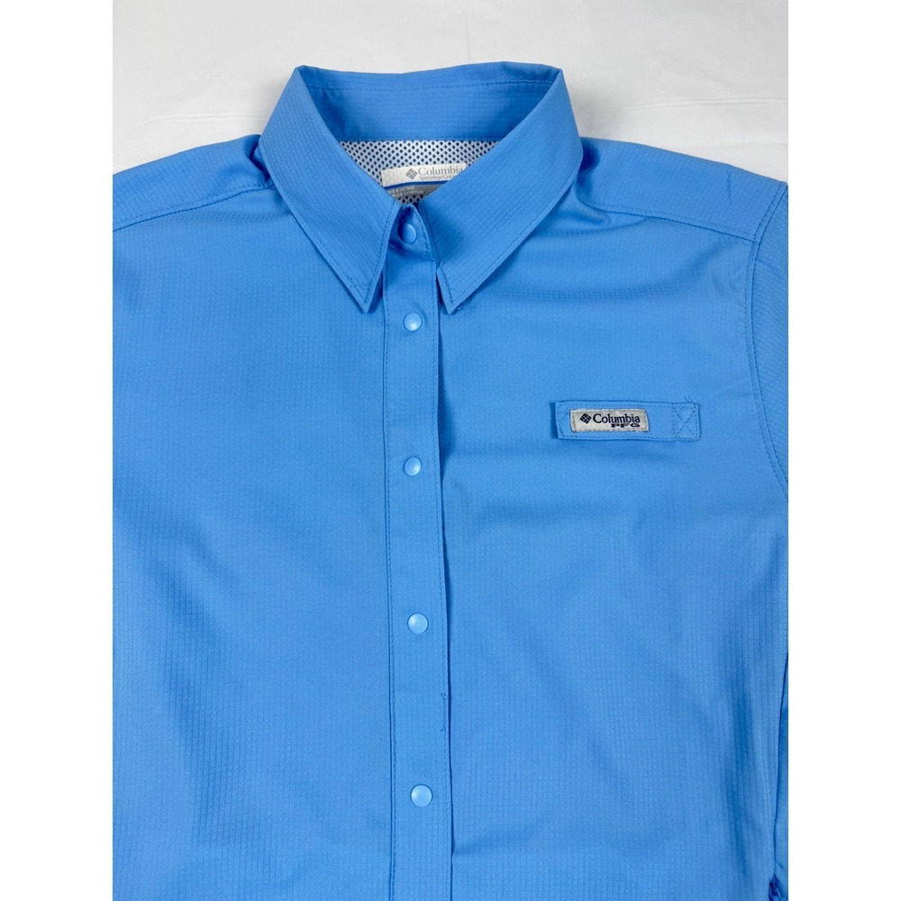 Columbia PFG Tamiami II Fishing Shirt Womens Small Blue Short Sleeve Fishing Sun - Picture 2 of 12